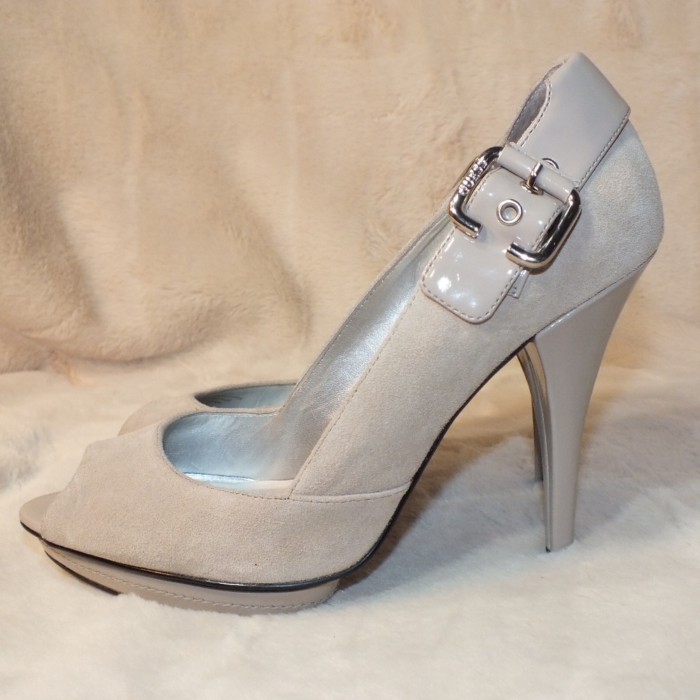 Guess Platform Suede Heels Adj.sling back